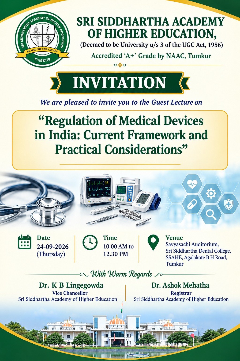 Guest Lecture Official Invitation Poster - Sri Siddhartha Academy of Higher Education